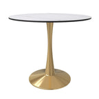 Round Dining Table with Sintered Stone Top and Steel Pedestal