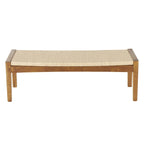 Handmade Traditional Wood Bench with Rope Wrapped Seat