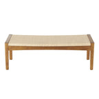 Handmade Traditional Wood Bench with Rope Wrapped Seat