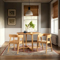 Modern Round Solid Wood Dining Table With Geometric Legs