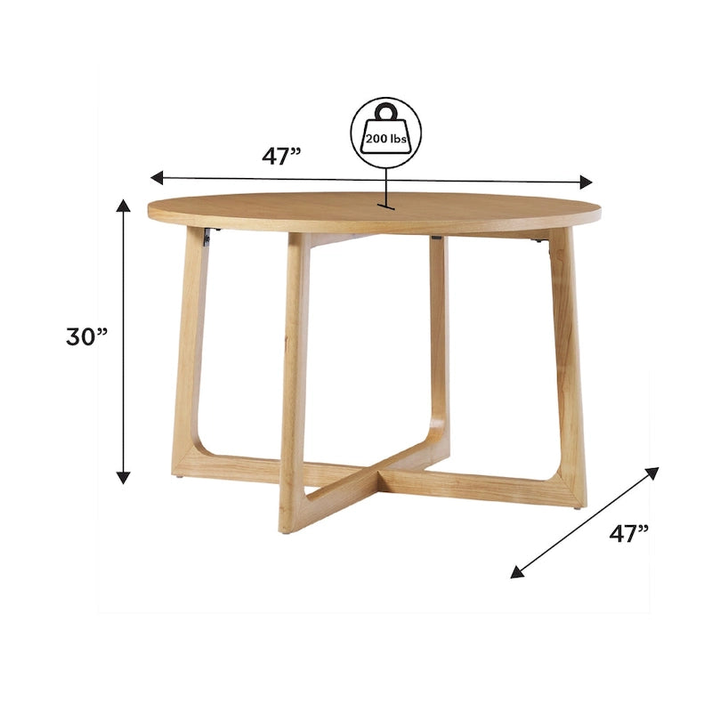 Modern Round Solid Wood Dining Table With Geometric Legs