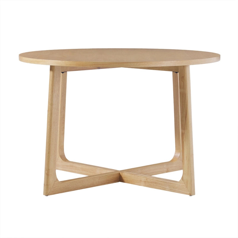 Modern Round Solid Wood Dining Table With Geometric Legs