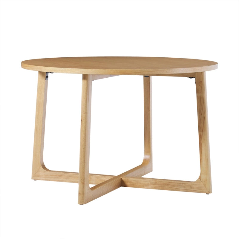 Modern Round Solid Wood Dining Table With Geometric Legs