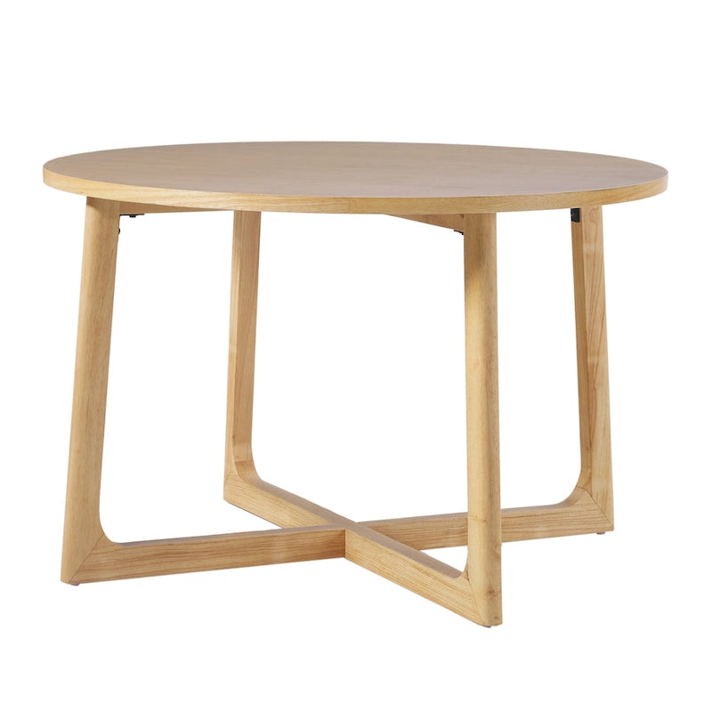 Modern Round Solid Wood Dining Table With Geometric Legs