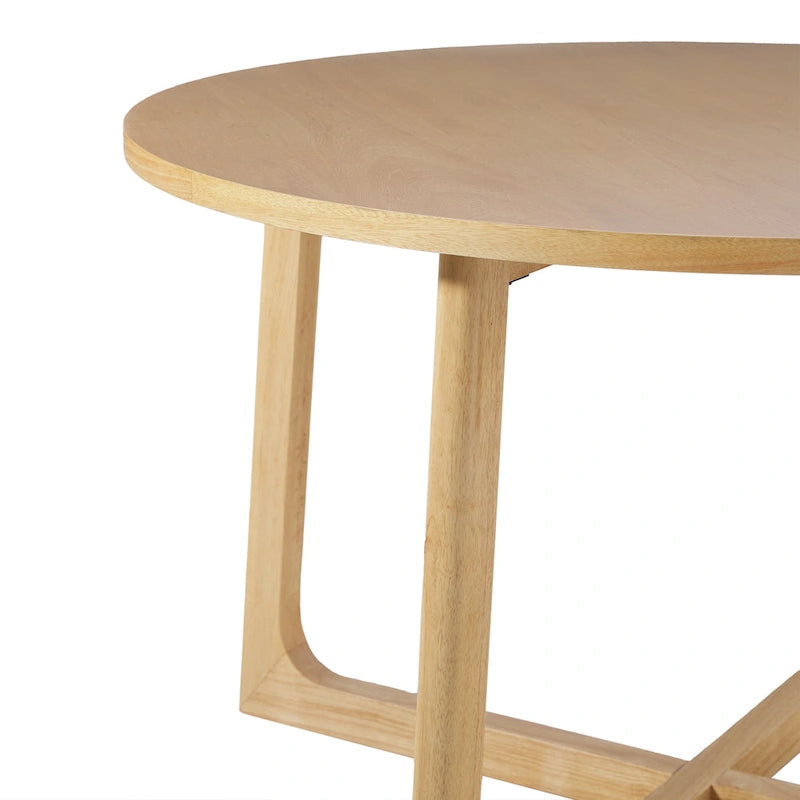 Modern Round Solid Wood Dining Table With Geometric Legs