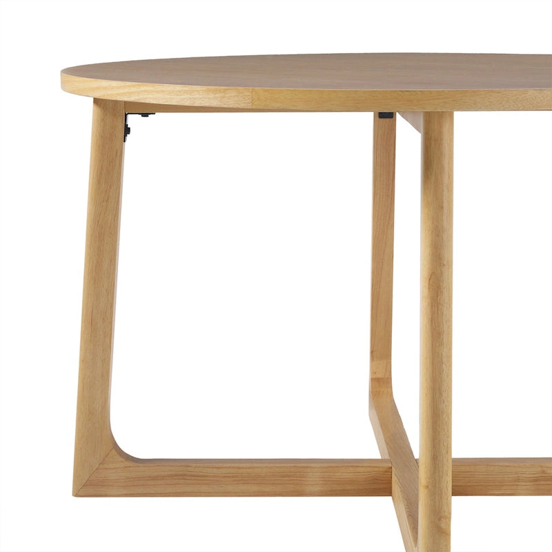 Modern Round Solid Wood Dining Table With Geometric Legs