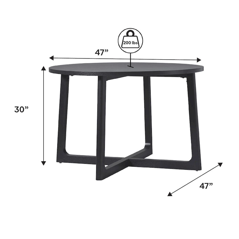 Modern Round Solid Wood Dining Table With Geometric Legs